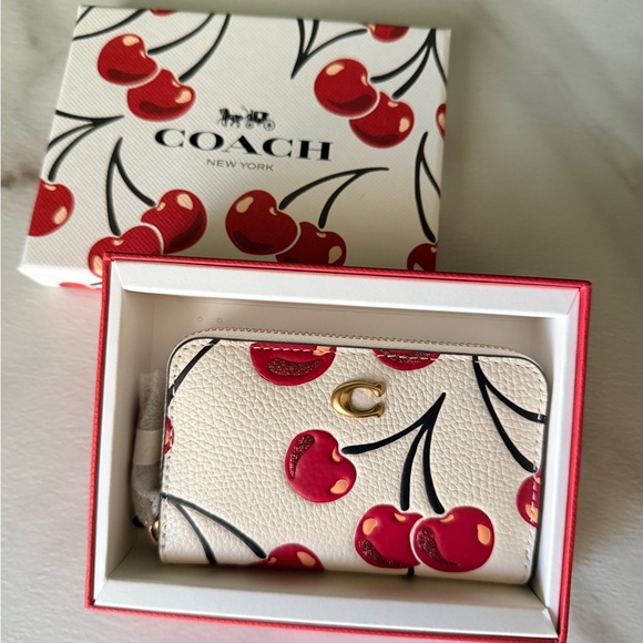 Coach Handbags - Coach Cherry Print Wallet - White and Red